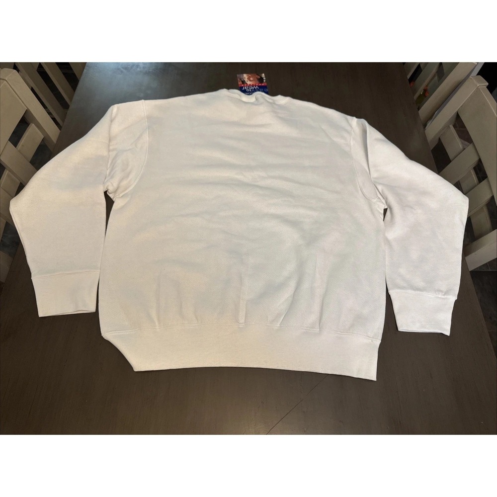 Fruit of The Loom Mens L White CrewNeck Sweater 90s Vintage Deadstock Retro Y2K - Picture 4 of 12